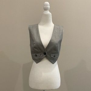 The Limited tailored crop gray metallic vest